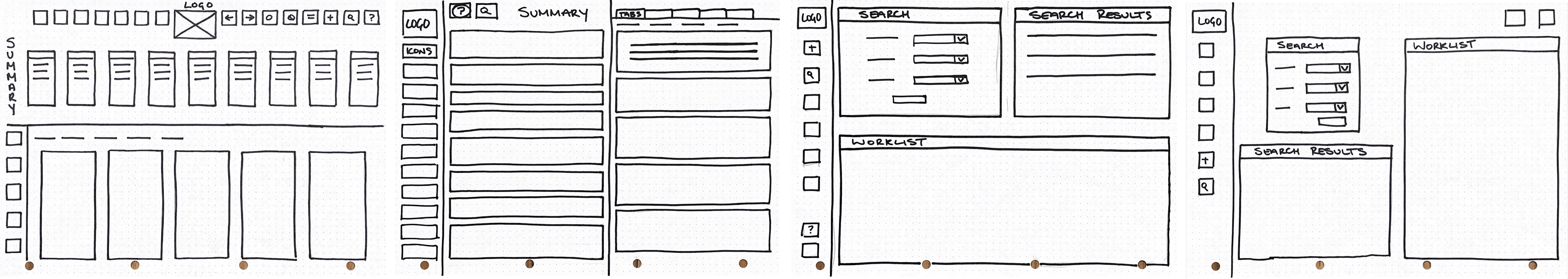 screenshot of handdrawn wireframe diagrams